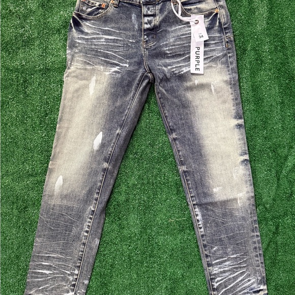 Purple Distressed Gray Jeans